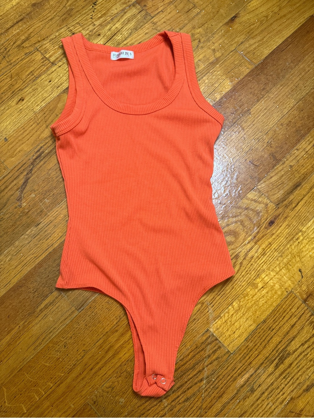 Ribbed Tank One-Piece Bodysuit - Orange